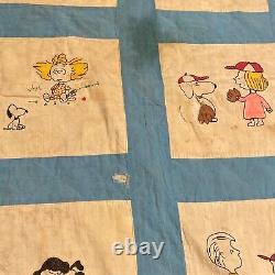 Vtg Peanuts Snoopy Woodstock Charlie Brown Patch Quilt Blanket Early 50s