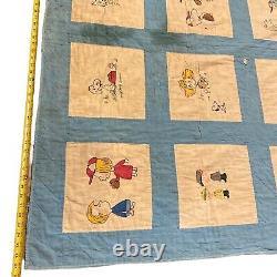 Vtg Peanuts Snoopy Woodstock Charlie Brown Patch Quilt Blanket Early 50s