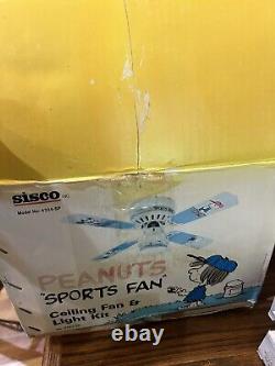 Vtg Peanuts Sports Fan Ceiling Fan Light Kit 42 four blade Snoopy Charlie Brown