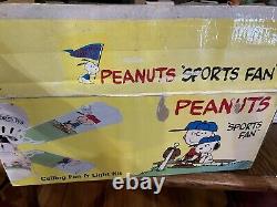 Vtg Peanuts Sports Fan Ceiling Fan Light Kit 42 four blade Snoopy Charlie Brown