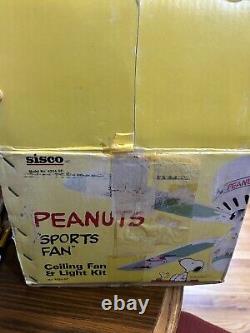 Vtg Peanuts Sports Fan Ceiling Fan Light Kit 42 four blade Snoopy Charlie Brown