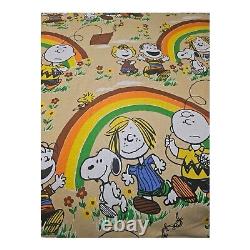 Vtg Snoopy Peanuts Charlie Brown Bedspread Single Bed Coverlet Bedding 70s72X105