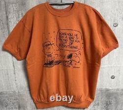 Warehouse Peanuts Snoopy Charlie Brown Sweatshirt Orange Cotton Size L Used