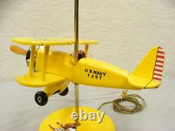 Wooden N3N Biplane Table Lamp Peanuts Charlie Brown Snoopy Flying Ace Red Baron