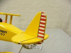 Wooden N3N Biplane Table Lamp Peanuts Charlie Brown Snoopy Flying Ace Red Baron