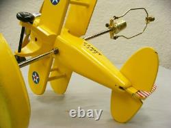 Wooden N3N Biplane Table Lamp Peanuts Charlie Brown Snoopy Flying Ace Red Baron