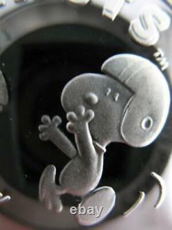 1 Oz. 999 Argent Peanuts Gang Charlie Brown Snoopy Football Receiver Coin+or