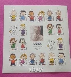 10 Feuilles de Timbres Forever Utilisables de Charlie Brown Snoopy Shulz