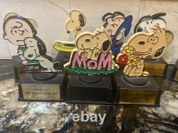 10 Snoopy et ses amis vintage : Linus, Charlie Brown, Woodstock, trophées Aviva