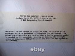 12- Org- Peanuts Schulz- Promo Photos de la Première de l'Émission de Télévision CBS - Charlie Brown Snoopy