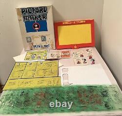 1969 Mattel CRÉATEUR D'IMAGES PEANUTS CHARLIE BROWN & SNOOPY Difficile à trouver Complet