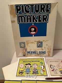 1969 Mattel CRÉATEUR D'IMAGES PEANUTS CHARLIE BROWN & SNOOPY Difficile à trouver Complet