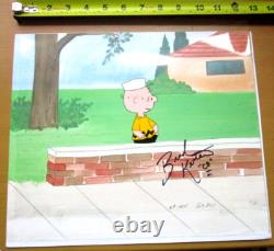 1969 cél d’animation original signé Charlie Brown Peanuts Charles Schulz snoopy