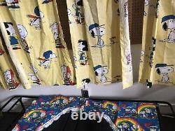 1972 Vtg 70s Charlie Brown Peanuts Snoopy Rideau 4 Panneaux 65 Sears Fabric Lot