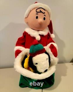 1997 Santas Best Peanuts Charlie Brown Snoopy Noël Animatronic. Fonctionne Très Bien.