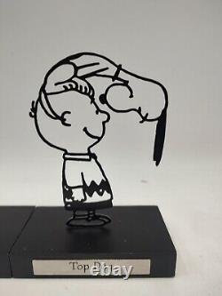 2 Sculptures en fil de fer Peanuts Hallmark Charlie Brown Snoopy Linus MEILLEUR CHIEN SANS PEUR