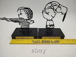 2 Sculptures en fil de fer Peanuts Hallmark Charlie Brown Snoopy Linus MEILLEUR CHIEN SANS PEUR