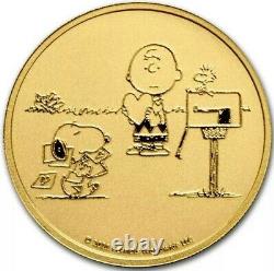 2021 1 Oz Gold Peanuts Snoopy N Charlie Brown Valentine Coin