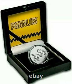 2021 1 Oz Proof Silver Peanuts Snoopy N Charlie Brown Valentine Coin