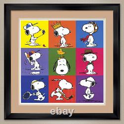 35Lx35HPeanut Snoopy Charlie Brown par C. Schulz Double Mat, Verre et Cadre