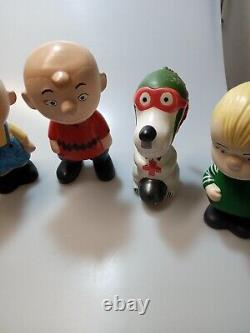 5 Arachides Anciennes Charlie Brown Snoopy Pigpen Lucy Linus Set 1969 Figure En Céramique
