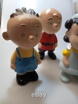 5 Arachides Anciennes Charlie Brown Snoopy Pigpen Lucy Linus Set 1969 Figure En Céramique