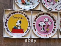 5 Assiettes Snoopy Peanuts Charlie Brown Fête des Mères 1975 1976 1977 1978 1979