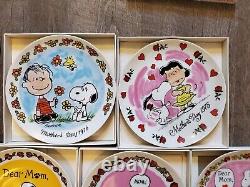 5 Assiettes Snoopy Peanuts Charlie Brown Fête des Mères 1975 1976 1977 1978 1979