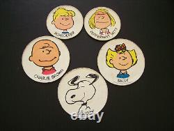 5 personnages de Snoopy des Peanuts 1950-1966 plaques en métal