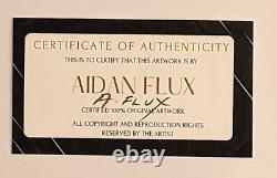 AIDAN FLUX Imprimé authentique encadré signé à la main Snoopy et Charlie Brown avec certificat d'authenticité