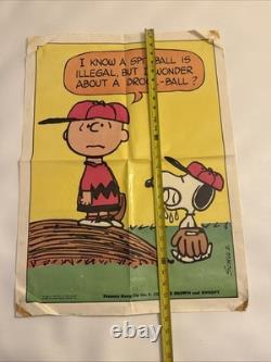 Affiche PEANUTS Vintage 1968 No. 5 Charlie Brown Snoopy DROOL-BALL Baseball