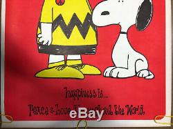 Affiche Vintage D'origine Le Bonheur Est Charlie Brown Snoopy Black Light Pin Up