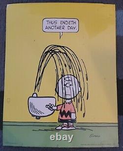 Affiche Vtg 1950 Arachides Schulz Charlie Brown Ainsi se termine une autre journée verte