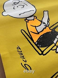 Affiche Vtg Peanuts Schulz Snoopy Charlie Brown Bureau Scolaire Jaune Math Springbok