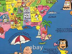 Affiche représentant la carte des États-Unis avec les représentants de Peanuts Met Life et dépliant de collection.