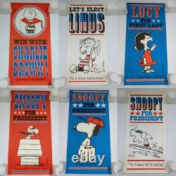 Affiches Peanuts Pour Président Ensemble Complet De 6 Hallmark Années 1960 Schulz Charlie Brown