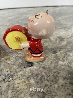Ancien Tambour Charlie Brown Céramique Ornement D'arachides Ufs 1950 Snoopy