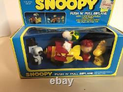 Avion biplan Avila Snoopy Push N Pull de collection 1965 neuf scellé Peanut Charlie Brown