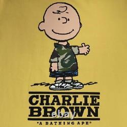 Bape × Cacahuètes Snoopy Charlie Brown T-shirt Jaune A Baignade Taille Du Singe M