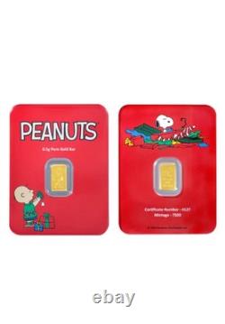 Barre d’or fin 9999 de 0,5 g PAMP Charlie Brown et Snoopy Peanuts 2025 en TEP Barre d’or fin 9999 de 0,5 g PAMP Charlie Brown et Snoopy Peanuts 2025 en TEP