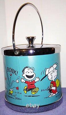 Baseball Peanuts Snoopy Charlie Brown & Gang Ice Bucket 1973 Very Nice Avec Couvercle
