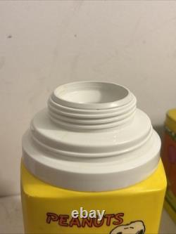 Boîte à lunch vintage Peanuts Charlie Brown Snoopy jaune 1965 avec thermos peinture mint