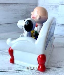Boîte à musique vintage en céramique Willitts 1972 Snoopy 40e anniversaire Charlie Brown