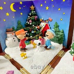 Boîte cadeau panoramique Joyeux Noël Charlie Brown de Danbury Mint, Très Rare.