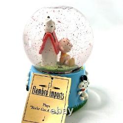 Boule à neige musicale Peanuts Charlie Brown & Snoopy avec boîte Flambro Imports 1998