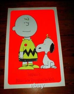 CHARLIE BROWN & SNOOPY Affiche sérigraphiée vintage des années 1960, sous lumière noire, Peanuts