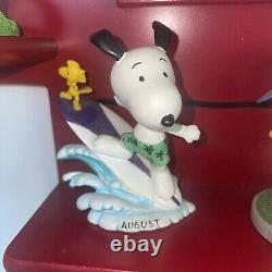 Calendrier perpétuel Snoopy Peanuts de Danbury Mint Maison de chien 12 figurines et tuiles