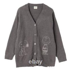 Cardigan doux en laine de cacahuètes Snoopy Charlie Brown Woodstock gris taille XL japonaise