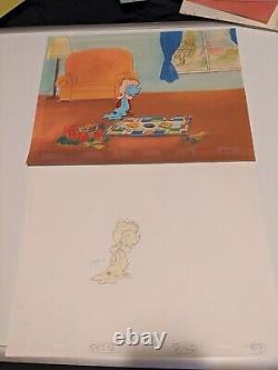 Cellule d'animation Peanuts Art de Charles Schulz Fond Charlie Brown et Snoopy années 80