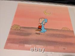 Cellule d'animation Peanuts Art de Charles Schulz Fond de Charlie Brown et Snoopy des années 80